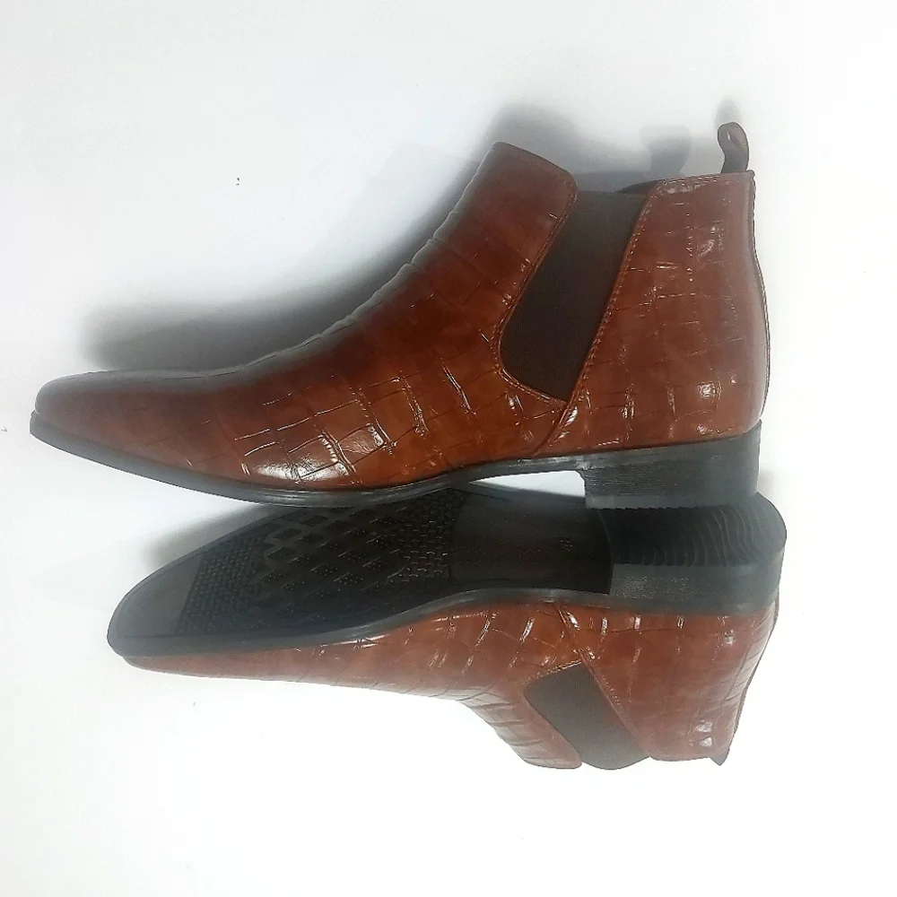 Elegant Brown Leather Men's Shoes Size 48 NWNB